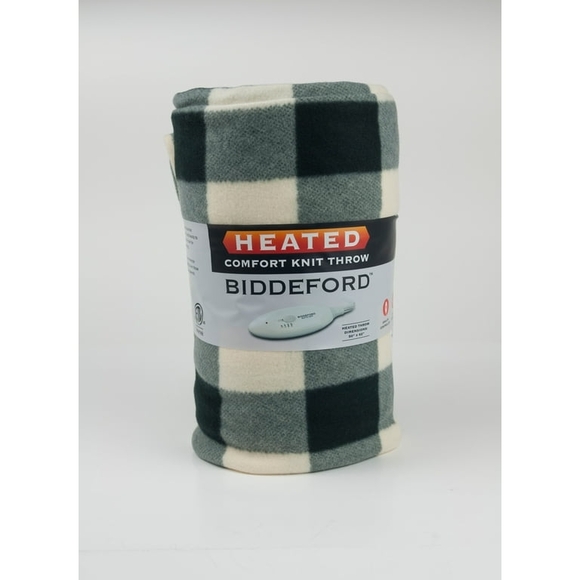 Biddeford Heated Comfort Knit Throw - Black and Cream - Picture 1 of 4